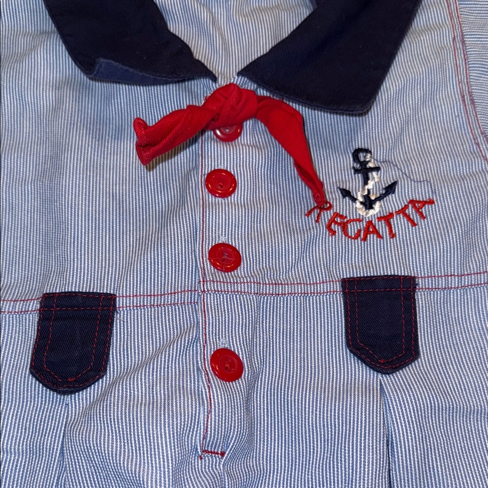 Vintage “Regatta” Nautical Anchor Baby Boy Outfit with Hat, 3-6 Months - Picture 3 of 7